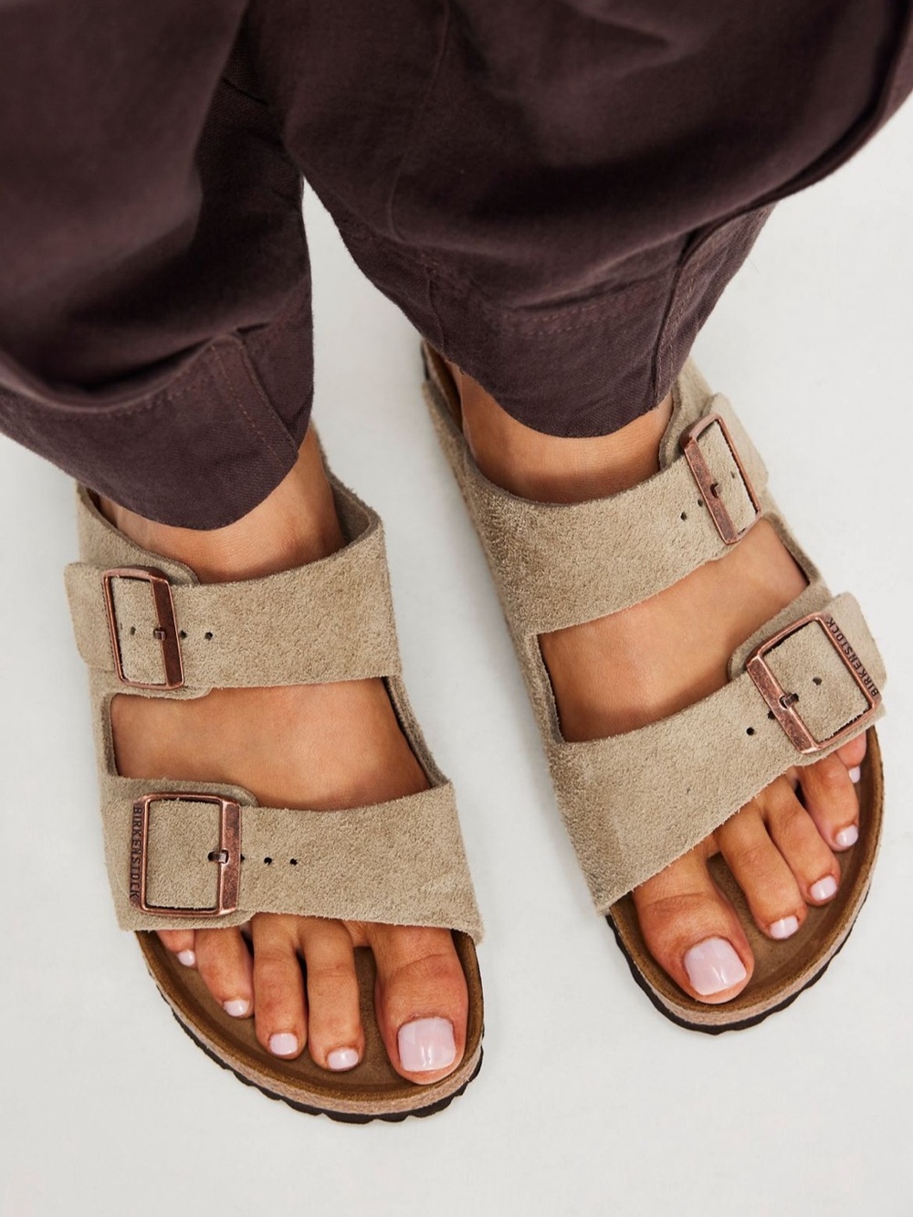 Birkenstock Arizona Soft Bed Double Buckle Slide Sandals Tan Size 10/41